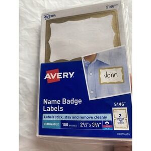 Avery Dennison Ave-5146 Name Badge Label - 2.34" W X 3.37" L 100 Badges     3732